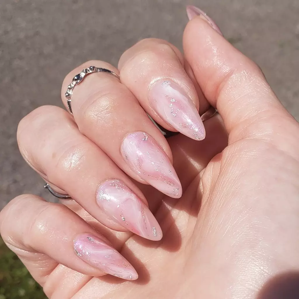 Blush Pink Quartz Texture nails