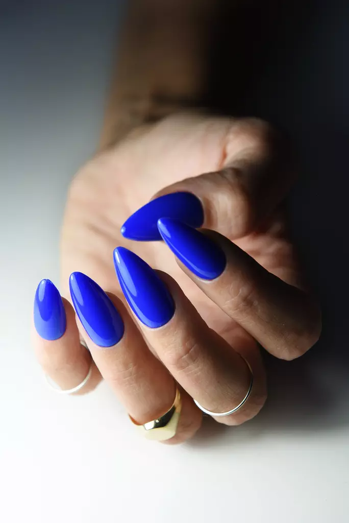 Electric Cobalt Blue Almond Nails