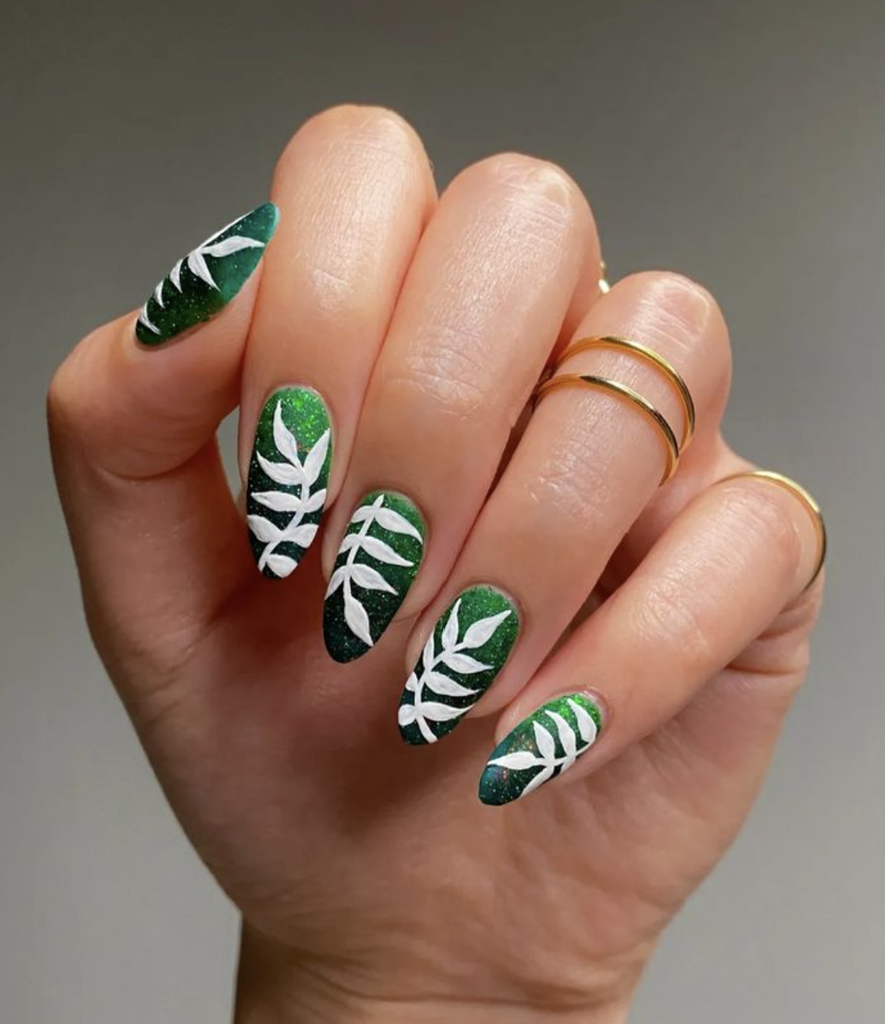 Tropical Monstera Leaf Patterns Nails